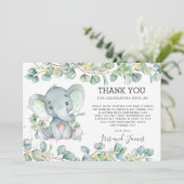 Grünpflanzen Niedlich Elephant Baby Duwer Gender N Dankeskarte (Stehend Vorderseite)