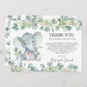 Grünpflanzen Niedlich Elephant Baby Duwer Gender N Dankeskarte (Vorne/Hinten)