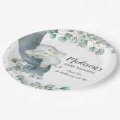 Grünpflanzen Niedlich Elephant Gender Neutral Baby Pappteller (Schrägansicht)