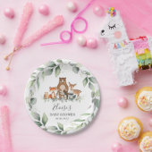 Grünpflanzen Niedliche Waldtiere Baby Dusche neutr Pappteller (Party)