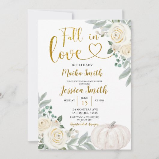 Grünpflanzen Pumpkin Fall in Liebe Kinderdusche Ei Einladung (Vorderseite)