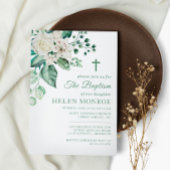 Grünpflanzen Rose Blume Taufe Einladung