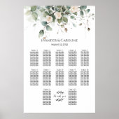 Grünpflanzen & Rose Hochzeitskarte 12 Tische Poster (Vorne)