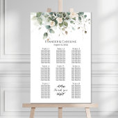 Grünpflanzen & Rose Hochzeitskarte 8 Tische Poster