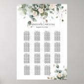 Grünpflanzen & Rose Hochzeitsstichtabelle 15 Tisch Poster (Vorne)