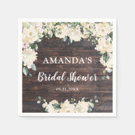 Grünpflanzen rustikales Holz bohenhafte Rosen Serviette