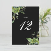 Grünpflanzen Schwarz-Weiß-Tischnummer Dankeskarte (Stehend Vorderseite)