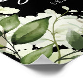 Grünpflanzen Schwarz-weißes Brautparty Begrüßungsz Poster (Ecke)