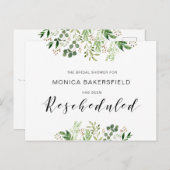 Grünpflanzen, Schwarzer Schriftart, Brautparty Postkarte (Vorne/Hinten)