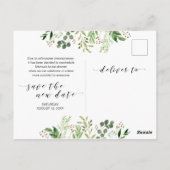 Grünpflanzen, Schwarzer Schriftart, Brautparty Postkarte (Rückseite)