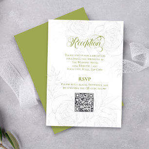 Grünpflanzen-Script Hochzeits-QR-Code-Empfangskart Begleitkarte