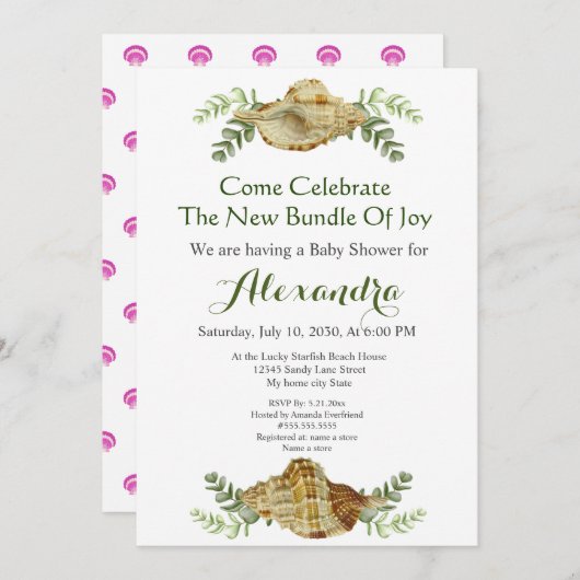 Grünpflanzen Seashell Cream Muscheln Coastal Baby (Vorne/Hinten)