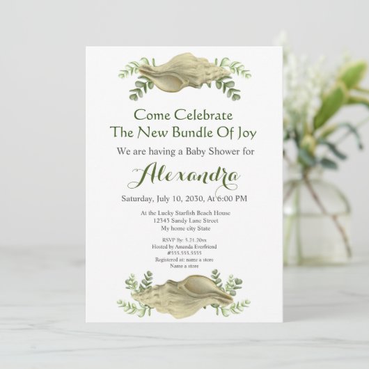 Grünpflanzen Seashell Cream Muscheln Coastal Baby (Stehend Vorderseite)