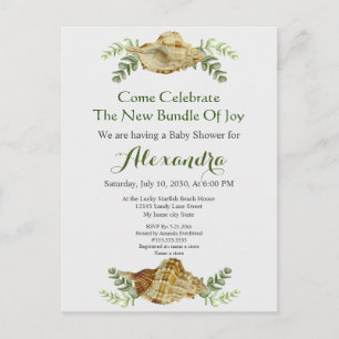 Grünpflanzen Seashell Cream Muscheln Coastal Baby  Postkarte