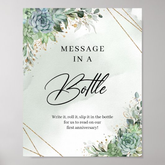 Grünpflanzen simuliert Goldbotschaft in einem Flas Poster (Vorne)