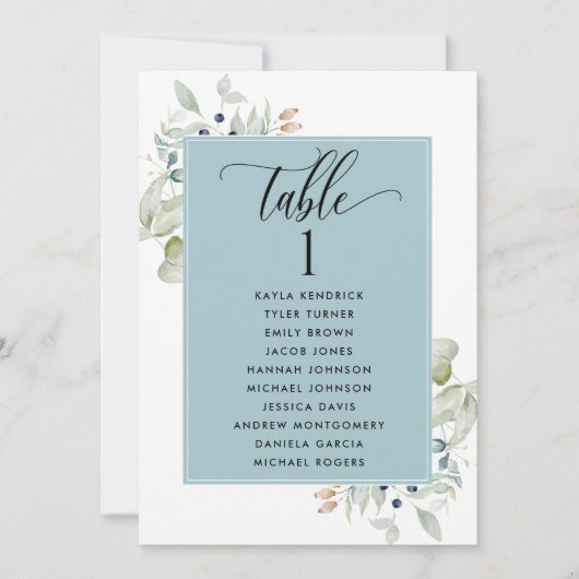 Grünpflanzen, Sitzplatzkarten mit den Namen der Gä (Vorderseite)