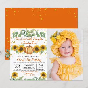 Grünpflanzen Sonnenblumen Pumpkin Erster Geburtsta Einladung