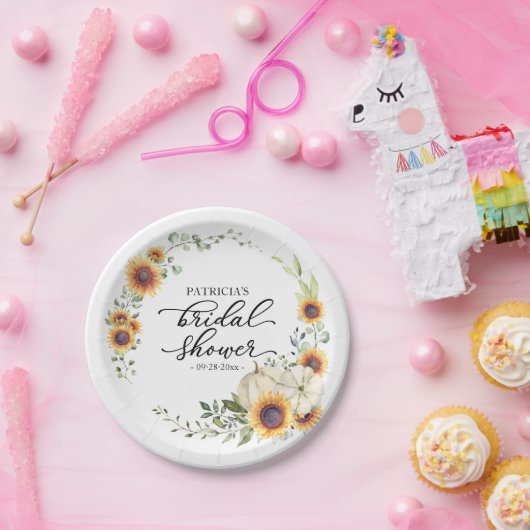 Grünpflanzen Sonnenblumen Pumpkin Fall Brautparty Pappteller (Party)