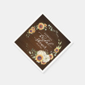 Grünpflanzen Sonnenblumen Pumpkin Fall Brautparty Serviette (Ecke)