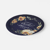 Grünpflanzen Sonnenblumen Pumpkin Fall Bridal Blue Pappteller (Schrägansicht)