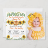 Grünpflanzen Sonnenblumen Pumpkin Herbst Geburtsta Einladung (Vorderseite)