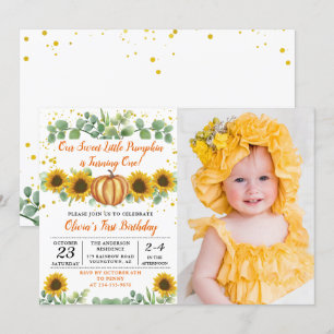 Grünpflanzen Sonnenblumen Pumpkin Herbst Geburtsta Einladung