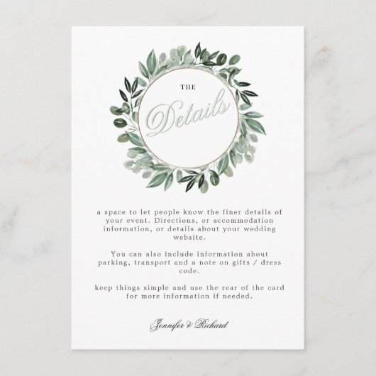 Grünpflanzen Squarelett, Bouquet Aquarell Begleitkarte (Vorderseite)