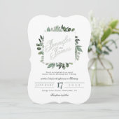 Grünpflanzen Squarelett, Bouquet Aquarell Einladung (Stehend Vorderseite)