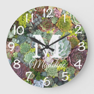 Grünpflanzen Succulents Große Wanduhr