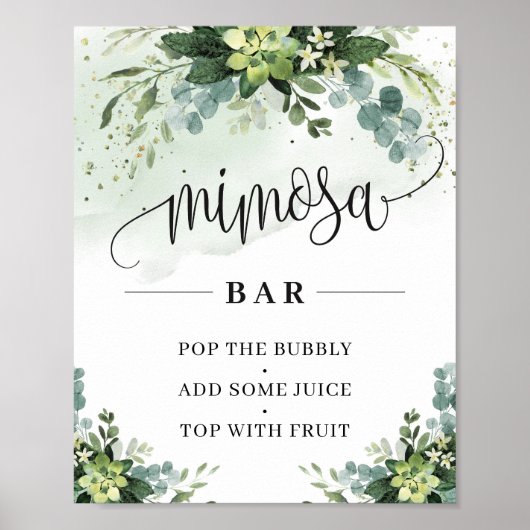 Grünpflanzen Sukkulente Blume Mimosa Bar Poster (Vorne)