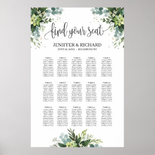 Grünpflanzen - sukkulente boho foliage plage chart poster