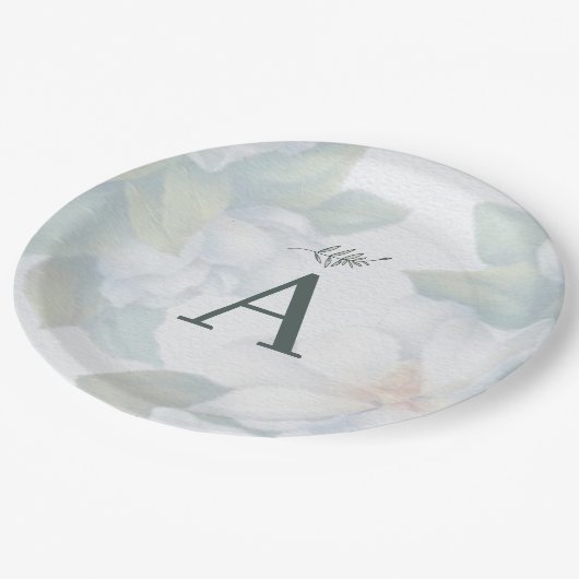 Grünpflanzen Sukkulentes Leaf Mint Wasserfarbe Bot Pappteller (Schrägansicht)