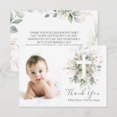Grünpflanzen Taufe Foto Flat Dankeschön Karte (Vorne/Hinten)