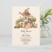 Grünpflanzen Tiere Barnyard Boy Baby Shower Einladung (Stehend Vorderseite)