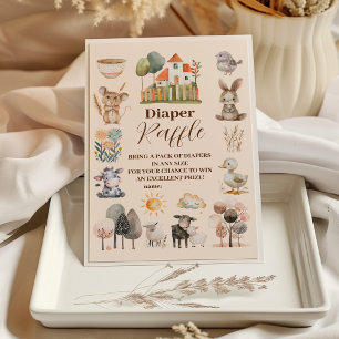 Grünpflanzen Tiere Barnyard Raffle Diapper Begleitkarte