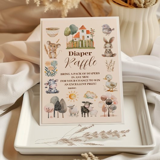 Grünpflanzen Tiere Barnyard Raffle Diapper Begleitkarte