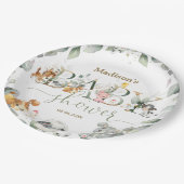 Grünpflanzen Tiere Gender Neutral Baby Dusche Pappteller (Schrägansicht)