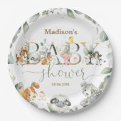 Grünpflanzen Tiere Gender Neutral Baby Dusche Pappteller (Vorderseite)