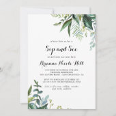 Grünpflanzen Tropical Moderne Kalligraphie Sip and Einladung (Vorderseite)