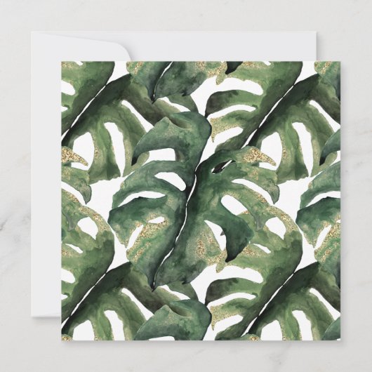 Grünpflanzen | Tropische Blätter Botanische Taufe Einladung (Rückseite)