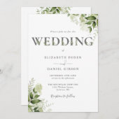 Grünpflanzen Typografie in einer Hochzeit Einladung (Vorne/Hinten)