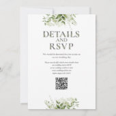 Grünpflanzen Typografie QR Code Wedding Einladung (Rückseite)