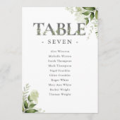 Grünpflanzen Typografie Sitzplan Tischnummer (Rückseite)