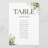 Grünpflanzen Typografie Sitzplan Tischnummer (Vorderseite)