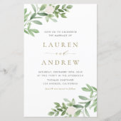 Grünpflanzen und Blume QR Code Hochzeit Einladung (Vorderseite)