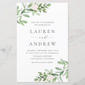 Grünpflanzen und Blume QR Code Hochzeit Einladung (Vorderseite)