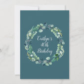 Grünpflanzen und Eukalyptus 40. Geburtstag Einladung (Rückseite)