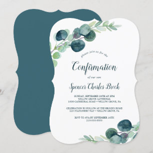 Grünpflanzen und Eukalyptus-Bestätigung Einladung