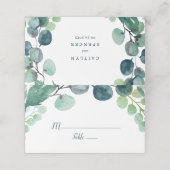 Grünpflanzen und Eukalyptus eingeklappt Platzkarte (Außenseite Aufgefaltet)