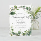 Grünpflanzen und Eukalyptus Party Einladung (Stehend Vorderseite)